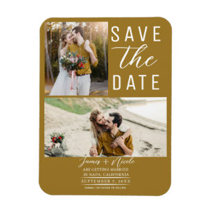 Rustic Gold 2 foto's Save the Date Wedding Magneet
