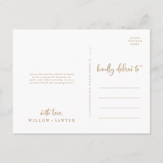 Rustic Gold 3 Photo Collage Weddenschap Hartelijk Briefkaart (Achterkant)