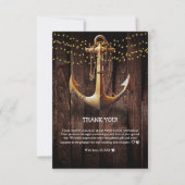Rustic Gold Anchor Baby shower Bedankkaart (Voorkant)