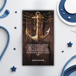 Rustic Gold Anchor Baby shower Informatiekaartje