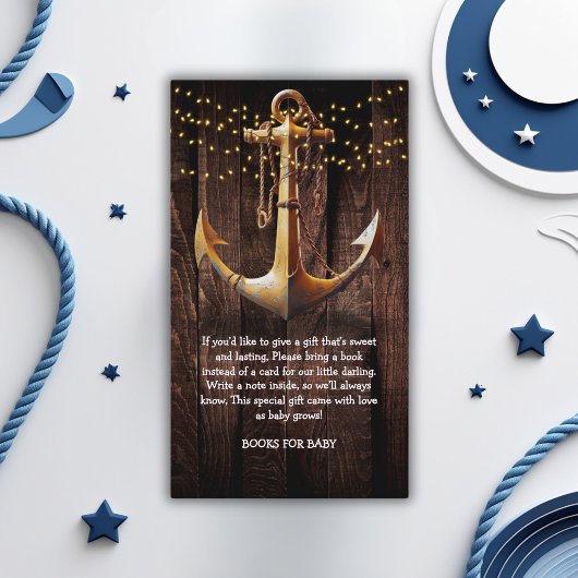 Rustic Gold Anchor Baby shower Informatiekaartje