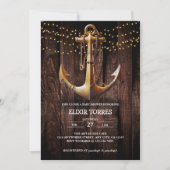 Rustic Gold Anchor Baby shower Kaart (Voorkant)