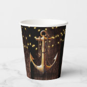 Rustic Gold Anchor Baby shower Papieren Bekers (Achterkant)