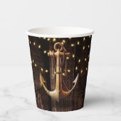 Rustic Gold Anchor Baby shower Papieren Bekers (Voorkant)