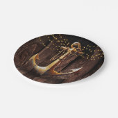 Rustic Gold Anchor Baby shower Papieren Bordje (Gekanteld)