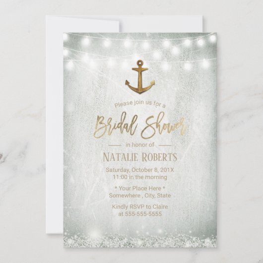 Rustic Gold Anchor Baby's Vrijgezellenfeest Kaart (Voorkant)