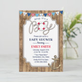 Rustic Gold Anchor Nautical Boy Baby shower Kaart (Staand voorkant)