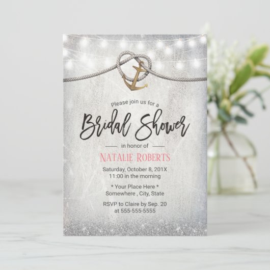 Rustic Gold Anchor & Rope Elegant Vrijgezellenfees Kaart (Staand voorkant)