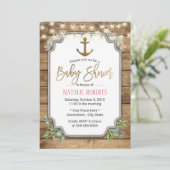 Rustic Gold Anchor String Lights Barn Baby shower Kaart (Staand voorkant)