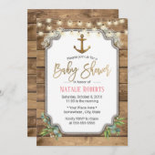 Rustic Gold Anchor String Lights Barn Baby shower Kaart (Voorkant / Achterkant)