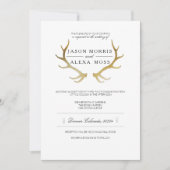 Rustic Gold Antler | Elegant Wedding Kaart (Voorkant)