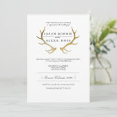 Rustic Gold Antler | Elegant Wedding Kaart (Staand voorkant)