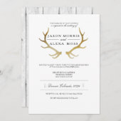 Rustic Gold Antler | Elegant Wedding Kaart (Voorkant / Achterkant)