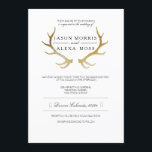Rustic Gold Antler | Elegant Wedding Kaart<br><div class="desc">Door opnieuw gedefinieerde Design</div>