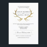 Rustic Gold Antler | Elegant Wedding Kaart<br><div class="desc">Door opnieuw gedefinieerde Design</div>