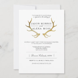 Rustic Gold Antler | Elegant Wedding Kaart
