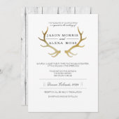 Rustic Gold Antler | Elegant Wedding Kaart (Voorkant / Achterkant)