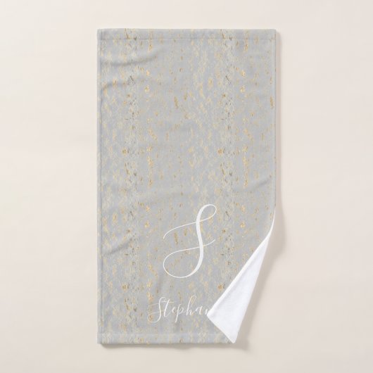 Rustic Gold Artsy Pattern Monogram Initialen Cute Bad Handdoek (Handdoek)
