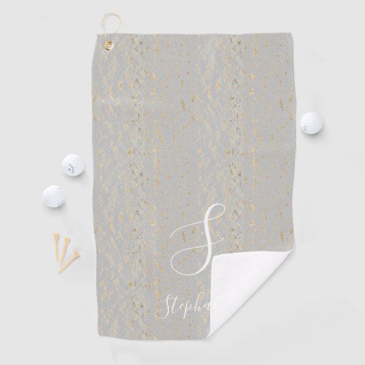 Rustic Gold Artsy Pattern Monogram Initialen Cute Golfhanddoek (Insitu)