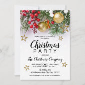 Rustic Gold Baubles Berries staren kerst Kaart (Voorkant)