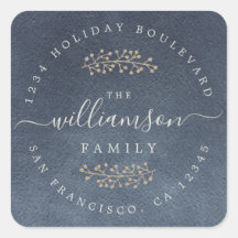 Rustic Gold Berries Sprig Dark Blue Kerstmis