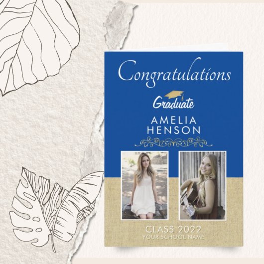 Rustic Gold Blue 2023 Afstuderen 2 Photo Afstudere Kaart