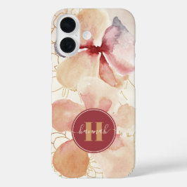 Rustic Gold Blush Waterverf Bloemen iPhone 16 Hoesje