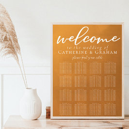 Rustic Gold Boho Wedding 16 Table Seating Chart Poster
