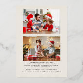 Rustic Gold Bow | Family Photos Christmas Folie Feestdagenkaart (Achterkant)