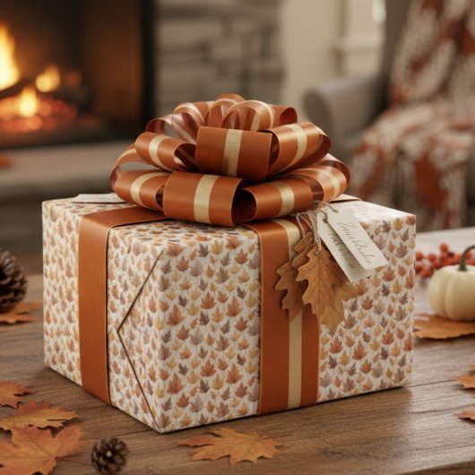 Rustic Gold Brown Maple Leaves Watercolor Pattern Cadeaupapier