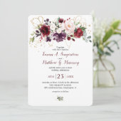Rustic Gold Burgundy Wine Blush Floral Wedding Kaart (Staand voorkant)