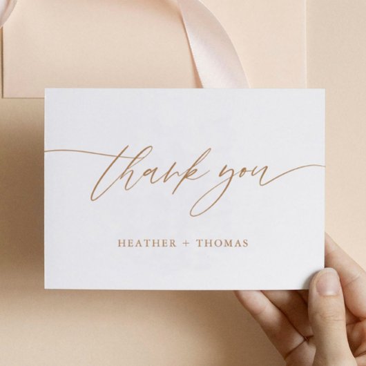 Rustic Gold Calligraphy Weddenschap Hartelijk dank Bedankkaart