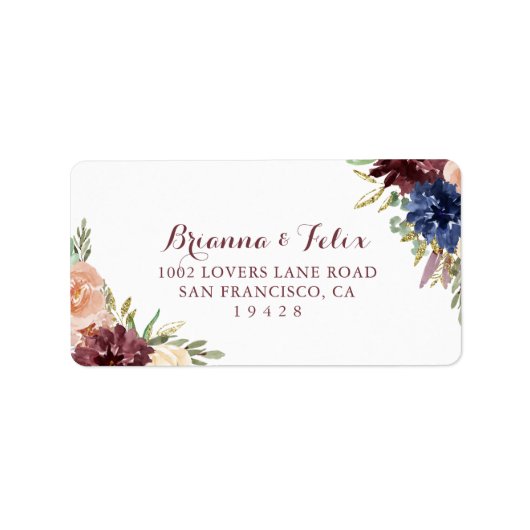 Rustic Gold Calligraphy Wedding RSVP Address Etiket (Voorkant)