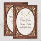 Rustic Gold Deer Antlers Twee Toonhouuitnodiging Kaart (Voorkant / Achterkant)