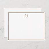 Rustic Gold Double Border Vintage Monogram Notitiekaartje (Voorkant / Achterkant)