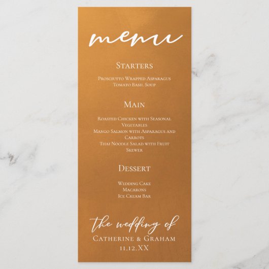 Rustic Gold Earth Tone Fall Weddenrenmenu Menu (Voorkant)