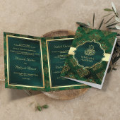 Rustic Gold Emerald Green Damask Muslim Wedding