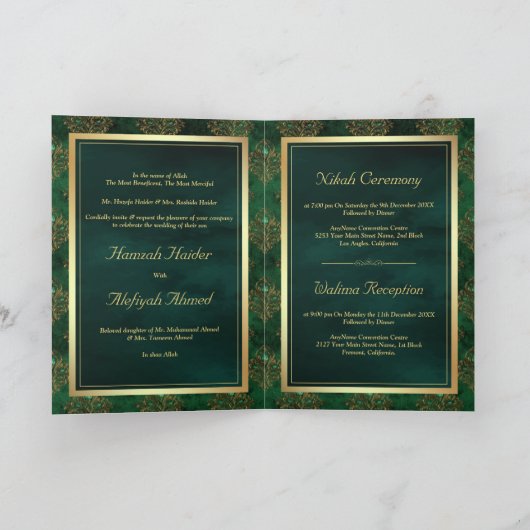 Rustic Gold Emerald Green Damask Muslim Wedding (Binnen)