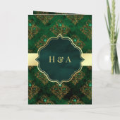 Rustic Gold Emerald Green Damask Muslim Wedding (Achterkant)