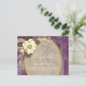 Rustic Gold en Paarse bruidsmeisje voorstel Briefkaart (Staand voorkant)