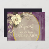 Rustic Gold en Paarse bruidsmeisje voorstel Briefkaart (Voorkant / Achterkant)