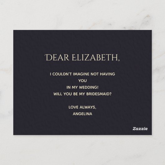 Rustic Gold en Paarse bruidsmeisje voorstel Briefkaart (Achterkant)