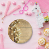 Rustic Gold en White Lily Floral Papieren Bordje (Feest)