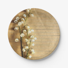  Rustic Gold en White Lily Floral Papieren Bordje