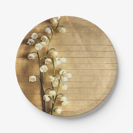 Rustic Gold en White Lily Floral Papieren Bordje (Voorkant)