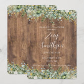 Rustic Gold Eucalyptus & White Floral Wood Bridal Kaart (Voorkant / Achterkant)