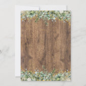 Rustic Gold Eucalyptus & White Floral Wood Wedding Kaart (Achterkant)