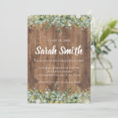 Rustic Gold Eucalyptus & Witte Bloemige Houten Gra Kaart (Staand voorkant)