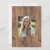 Rustic Gold Eucalyptus & Witte Bloemige Houten Gra Kaart (Achterkant)