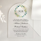 Rustic Gold Eucalyptus Wreath Wedding Acryl Uitnodigingen